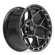 Set(4) 20x10 4P55 Gloss Black Brushed with Tinted Clear - 5x127 &amp; 5x139.7 -18ET