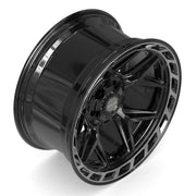 20x10 4P55 Gloss Black Brushed with Tinted Clear - 5x127 + 5x139.7 -18ET