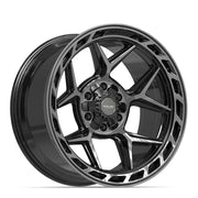 20x10 4P55 Gloss Black Brushed with Tinted Clear - 6x135 + 6x139.7 -18ET