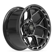 Set(4) 20x10 4P55 Gloss Black Brushed with Tinted Clear - 6x135 &amp; 6x139.7 -18ET