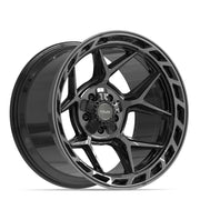 20x12 4P55 Gloss Black Brushed with Tinted Clear - 5x127 + 5x139.7 -44ET