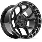 Set(4) 20x12 4P55 Gloss Black Brushed with Tinted Clear - 5x127 &amp; 5x139.7 -44ET