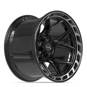 20x12 4P55 Gloss Black Brushed with Tinted Clear - 5x127 + 5x139.7 -44ET