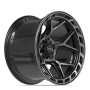 20x12 4P55 Gloss Black Brushed with Tinted Clear - 5x127 + 5x139.7 -44ET