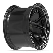 20x12 4P55 Gloss Black Brushed with Tinted Clear - 5x127 + 5x139.7 -44ET