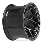 20x12 4P55 Gloss Black Brushed with Tinted Clear - 5x127 + 5x139.7 -44ET