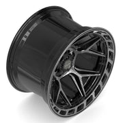 20x12 4P55 Gloss Black Brushed with Tinted Clear - 5x127 + 5x139.7 -44ET