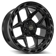 4PLAY 4P55 22x10 5x127 + 5x139.7 Gloss Black Brushed with Tinted Clear Wheels 285-45-22 Sailun TerraMax RT Tires TPMS SET
