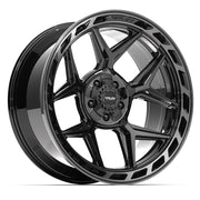 Set(5) 22x10 4P55 Gloss Black Brushed with Tinted Clear - 5x127 &amp; 5x139.7 -18ET with 33x12.50r22 Sailun TerraMax RT Tires