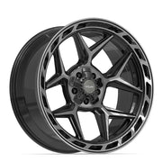 Set(4) 22x10 4P55 Gloss Black Brushed with Tinted Clear - 5x127 &amp; 5x139.7 -18ET with 33x12.50r22 Sailun TerraMax RT Tires &amp; TPMS