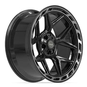 22x10 4P55 Gloss Black Brushed with Tinted Clear - 5x127 + 5x139.7 -18ET
