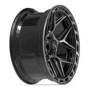 22x10 4P55 Gloss Black Brushed with Tinted Clear - 5x127 + 5x139.7 -18ET