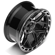 4PLAY 4P55 22x10 5x127 + 5x139.7 -18et Gloss Black Brushed with Tinted Clear Wheel SET