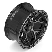 22x10 4P55 Gloss Black Brushed with Tinted Clear - 5x127 + 5x139.7 -18ET