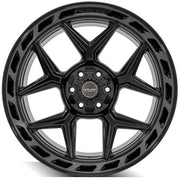4PLAY 4P55 22x10 6x135 + 6x139.7 Gloss Black Brushed with Tinted Clear Wheels 285-45-22 Sailun TerraMax RT Tires TPMS SET