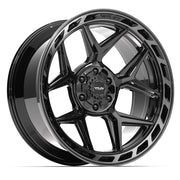 4PLAY 4P55 22x10 6x135 + 6x139.7 Gloss Black Brushed with Tinted Clear Wheels 285-45-22 Sailun TerraMax RT Tires TPMS SET