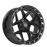 Set(4) 22x10 4P55 Gloss Black Brushed with Tinted Clear - 6x135 &amp; 6x139.7 -18ET with 33x12.50r22 TBB TS-57 RT Tires