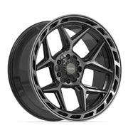 22x10 4P55 Gloss Black Brushed with Tinted Clear - 6x135 + 6x139.7 -18ET