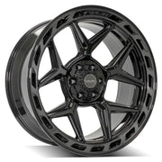 4PLAY 4P55 22x10 6x135 + 6x139.7 Gloss Black Brushed with Tinted Clear Wheels 285-45-22 Sailun TerraMax RT Tires TPMS SET