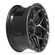 Set(4) 22x10 4P55 Gloss Black Brushed with Tinted Clear - 6x135 &amp; 6x139.7 -18ET