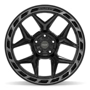 Set(4) 22x12 4P55 Gloss Black Brushed with Tinted Clear - 5x127 &amp; 5x139.7 -44ET