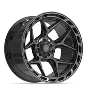 22x12 4P55 Gloss Black Brushed with Tinted Clear - 5x127 + 5x139.7 -44ET