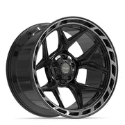 Set(4) 22x12 4P55 Gloss Black Brushed with Tinted Clear - 5x127 &amp; 5x139.7 -44ET