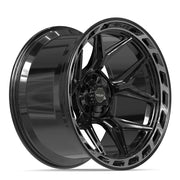 22x12 4P55 Gloss Black Brushed with Tinted Clear - 5x127 + 5x139.7 -44ET