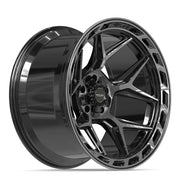 Set(4) 22x12 4P55 Gloss Black Brushed with Tinted Clear - 5x127 &amp; 5x139.7 -44ET