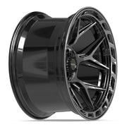 22x12 4P55 Gloss Black Brushed with Tinted Clear - 5x127 + 5x139.7 -44ET