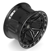 22x12 4P55 Gloss Black Brushed with Tinted Clear - 5x127 + 5x139.7 -44ET