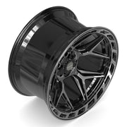 22x12 4P55 Gloss Black Brushed with Tinted Clear - 5x127 + 5x139.7 -44ET