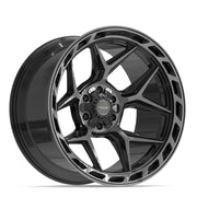 22x12 4P55 Gloss Black Brushed with Tinted Clear - 6x135 + 6x139.7 -44ET