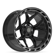 22x12 4P55 Gloss Black Brushed with Tinted Clear - 6x135 + 6x139.7 -44ET