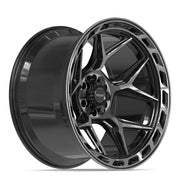 22x12 4P55 Gloss Black Brushed with Tinted Clear - 6x135 + 6x139.7 -44ET