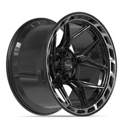 Set(4) 22x12 4P55 Gloss Black Brushed with Tinted Clear - 6x135 &amp; 6x139.7 -44ET