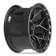 Set(4) 22x12 4P55 Gloss Black Brushed with Tinted Clear - 6x135 &amp; 6x139.7 -44ET