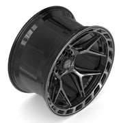 22x12 4P55 Gloss Black Brushed with Tinted Clear - 6x135 + 6x139.7 -44ET