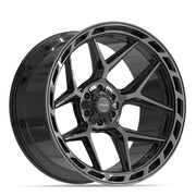 Set(4) 24x12 4P55 Gloss Black Brushed with Tinted Clear - 6x135 &amp; 6x139.7 -44ET