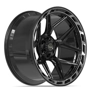 Set(4) 24x12 4P55 Gloss Black Brushed with Tinted Clear - 6x135 &amp; 6x139.7 -44ET