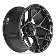 Set(4) 24x12 4P55 Gloss Black Brushed with Tinted Clear - 6x135 &amp; 6x139.7 -44ET