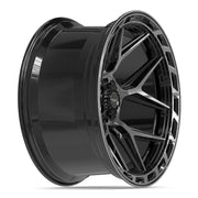 Set(4) 24x12 4P55 Gloss Black Brushed with Tinted Clear - 6x135 &amp; 6x139.7 -44ET