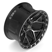 24x12 4P55 Gloss Black Brushed with Tinted Clear - 6x135 + 6x139.7 -44ET