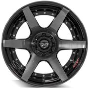 4PLAY 4P60 22x12 6x135 + 6x139.7 -44et Gloss Black Brushed with Tinted Clear Wheel SET