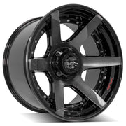 4PLAY 4P60 22x12 6x135 + 6x139.7 -44et Gloss Black Brushed with Tinted Clear Wheel SET
