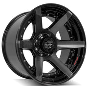 Set(4) 22x12 4P60 Gloss Black Brushed with Tinted Clear - 8x170 -44ET