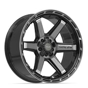 Set(4) 22x10 4P63 Gloss Black Brushed with Tinted Clear - 5x127 &amp; 5x139.7 -18ET with 285/45r22 Goodyear Eagle Touring Tires