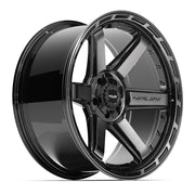 Set(5) 22x10 4P63 Gloss Black Brushed with Tinted Clear - 5x127 &amp; 5x139.7 -18ET with 33x12.50r22 Sailun TerraMax RT Tires