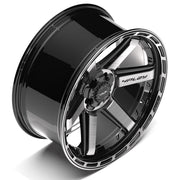 Set(4) 22x10 4P63 Gloss Black Brushed with Tinted Clear - 5x127 &amp; 5x139.7 -18ET