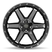 22x12 4P63 Gloss Black Brushed with Tinted Clear - 5x127 + 5x139.7 -44ET